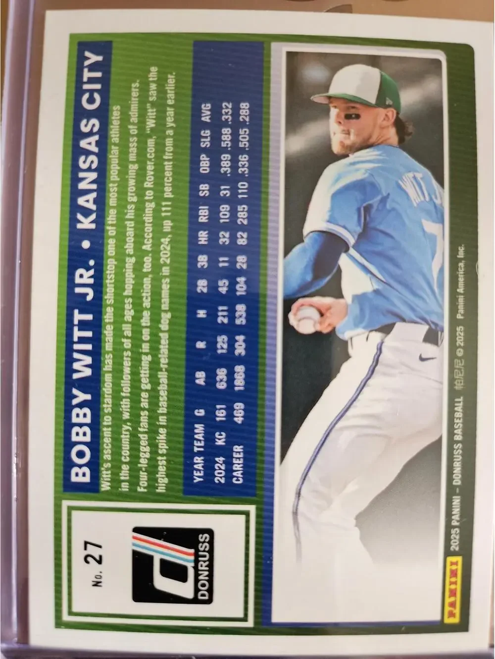 Bobby Witt Jr. - 2025 Panini Donruss baseball - #27 - Royals - RAW Mint